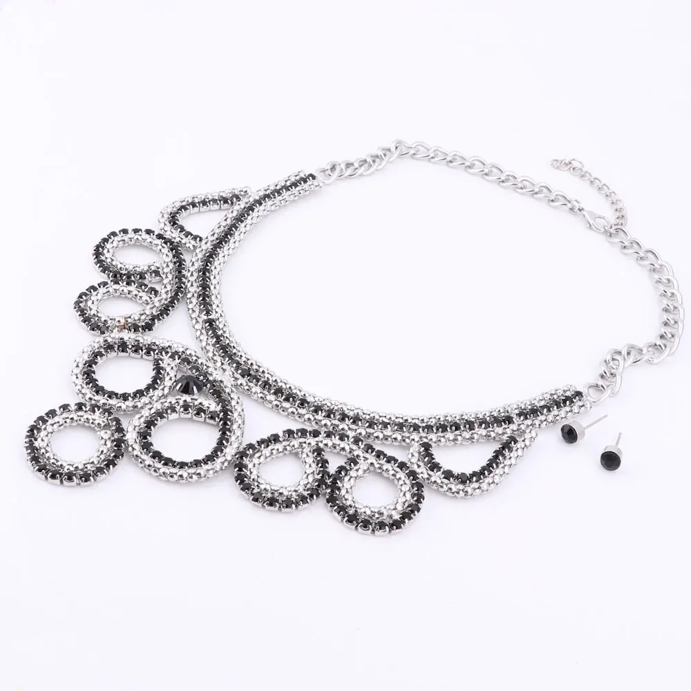 Новый модный посеребренный Кристалл Свадебный комплект ювелирных изделий для