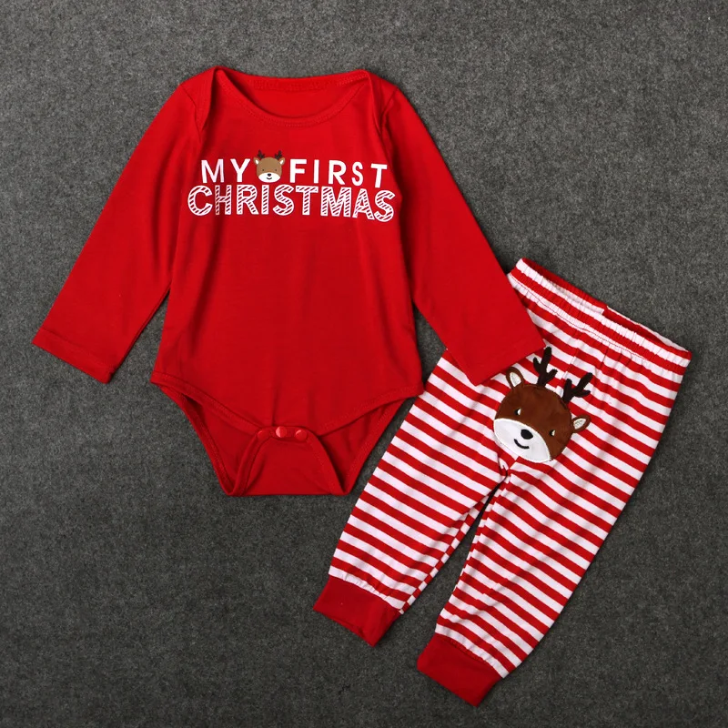 Милая Пижама с рождественским принтом комбинезон для новорожденных Санта Клаус