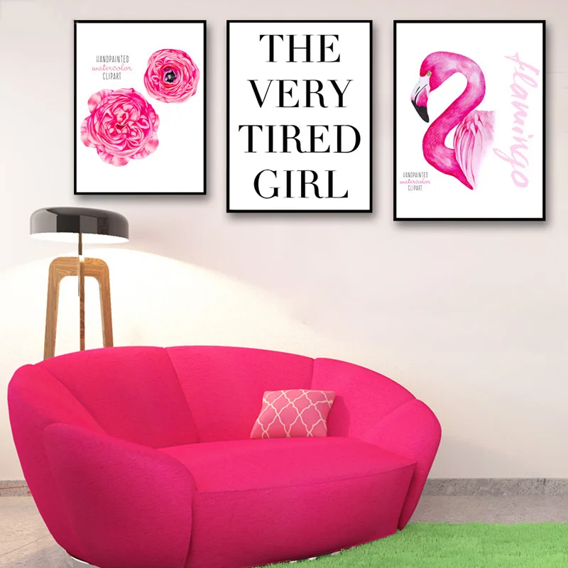 Скандинавский постер абстрактные животные Розовый фламинго цветок настенные