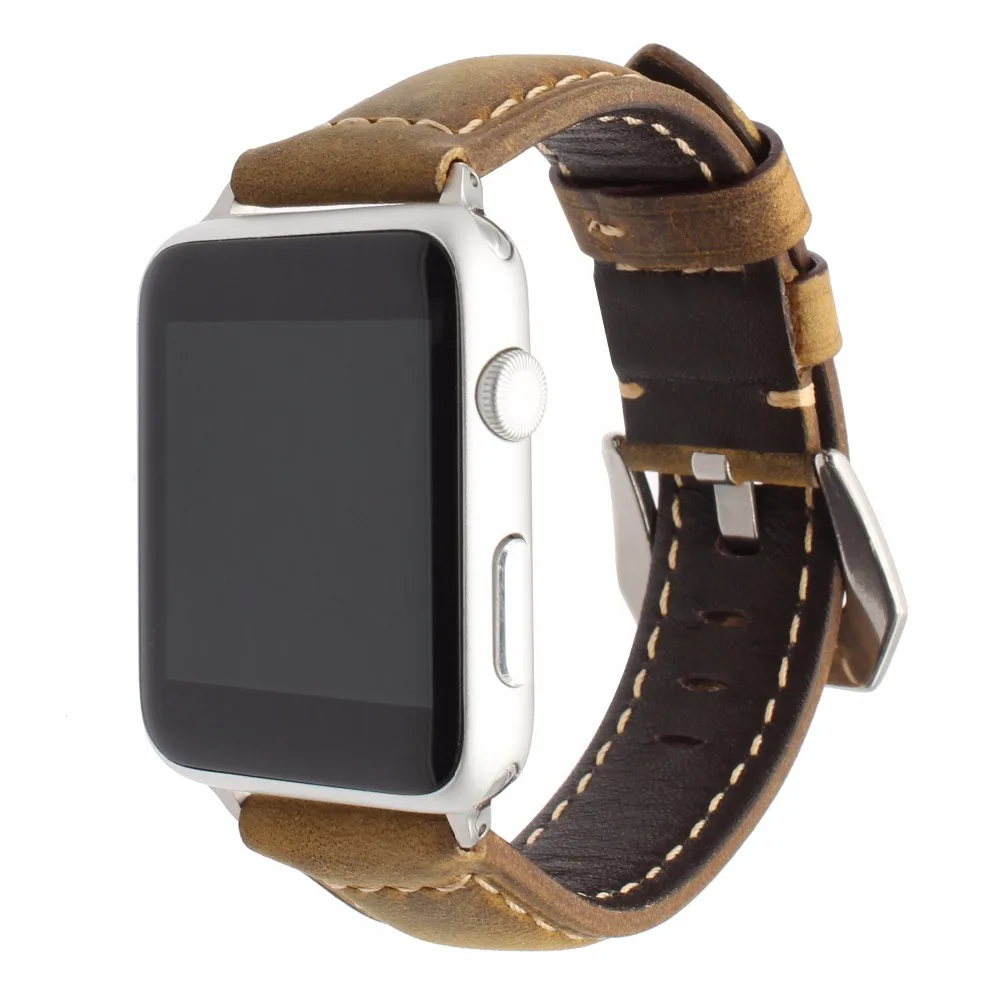Французский ремешок из натуральной кожи для iWatch Apple Watch 38 мм 42 мм серия 1 2 3 старинный ремешок из нержавеющей стали с пряжкой на запястье