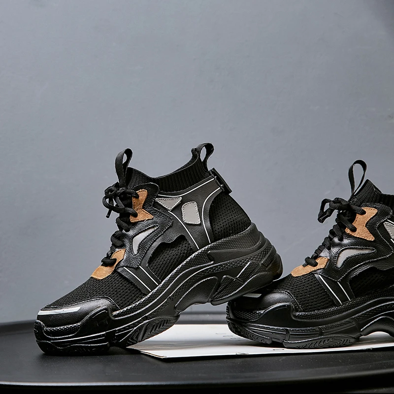 Buono Scarpe/Новинка года; высокие женские кроссовки в стиле пэчворк; дамские носки; обувь на толстой платформе; женская обувь на толстой резиновой подошве; сезон лето