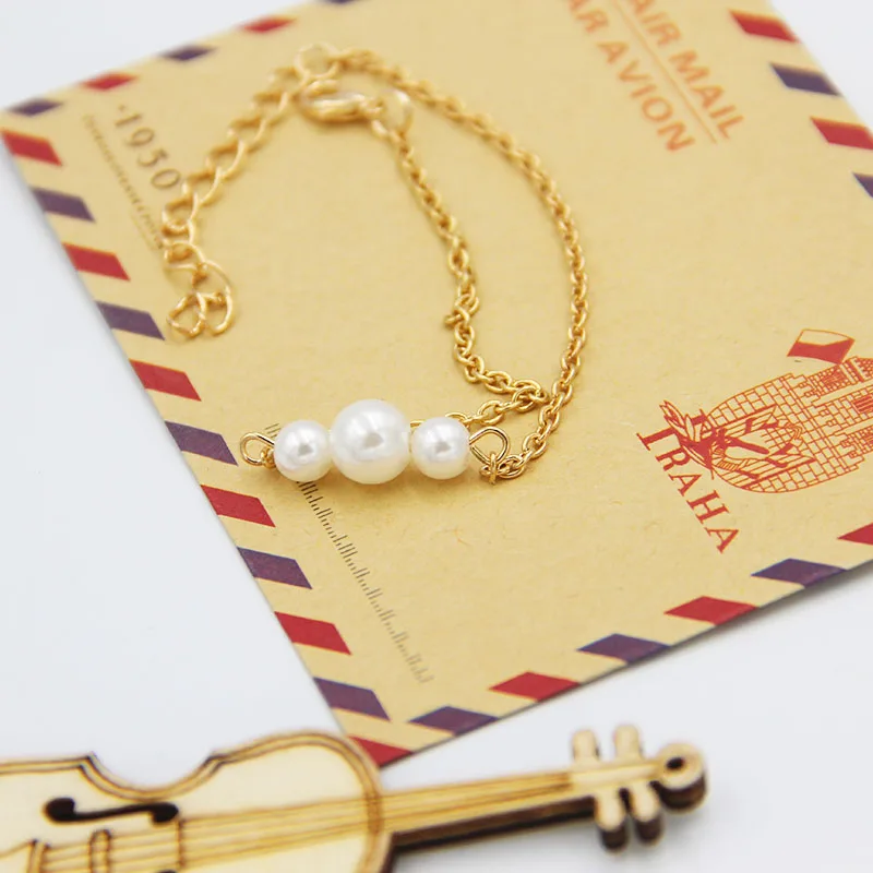 Women's bracelets Gold Color Link Chain Charm Pearl Bracelet For Women Jewelry Top Quality Wholesale | Украшения и аксессуары