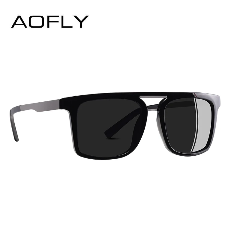 AOFLY, фирменный дизайн, модные поляризованные солнцезащитные очки, мужские, сплав, дужки, солнцезащитные очки, мужские, Ретро стиль, очки Gafas De Sol AF8119 - Цвет линз: C1Bright