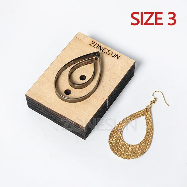 Size 3 ZONESUN кожаные серьги режущие формы в форме капель бумажный художественный инструмент для украшения кожи для высечки машина для рукоделия резак - Цвет: Size 3