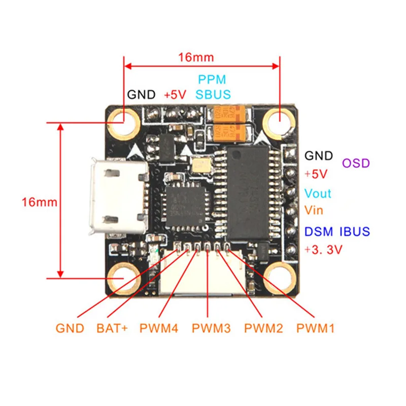 Новое поступление Контроллер полета Super_S F4 2S Встроенный Betaflight OSD + BS06D 4in1 Blheli_S 6A ESC |