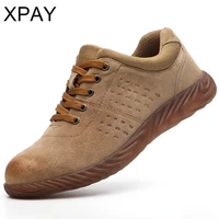 leather safety shoes men steel toe security shoes work shoes puncture proof sole work safety