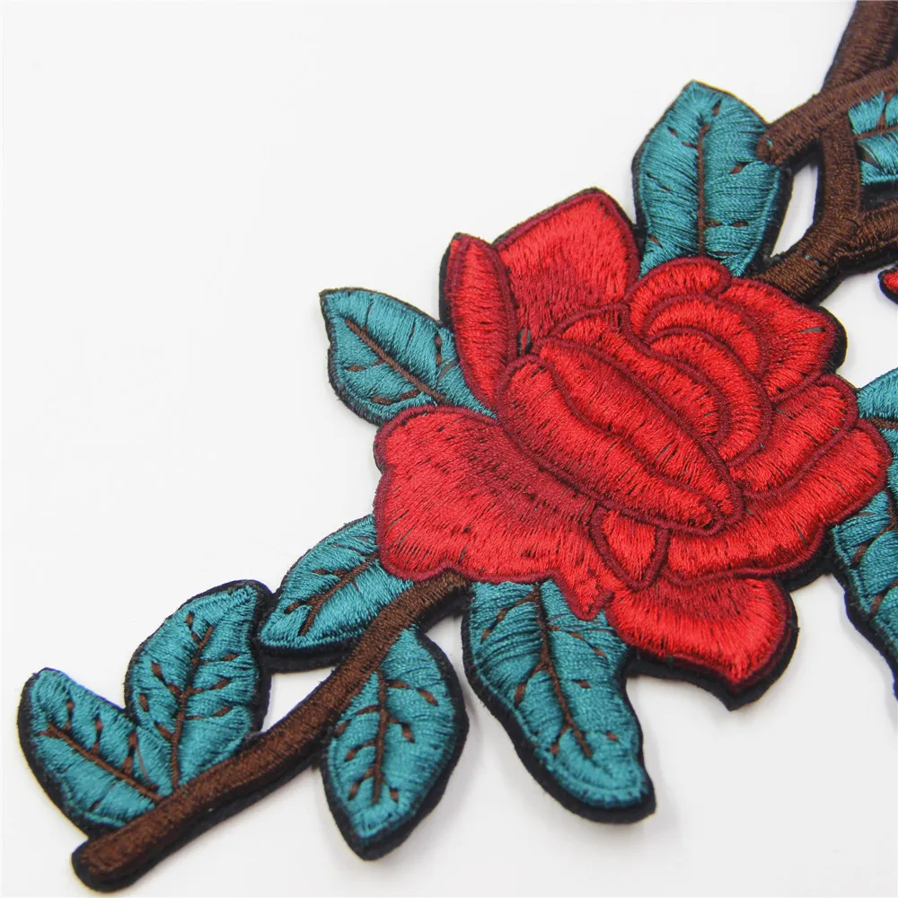 Red Flowers Patch Applique High Quality Floral For Clothing Embroidery Flower Patches DIY Decoration New Style | Дом и сад
