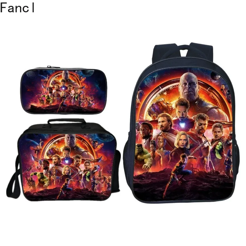 New 3Pcs/Set Hot Sale Printing Cartoon Avengers Kids Baby School Bags Backpack Hero Children Schoolbag for Boy Bookbag |