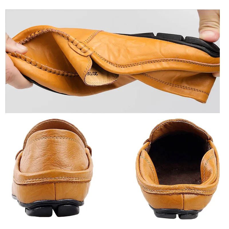 VESONAL Genuine Leather Spring Summer Driver Male Loafers Shoes For Men Flat Adult Breathable Light Moccasins Soft Boat Footwear | Обувь