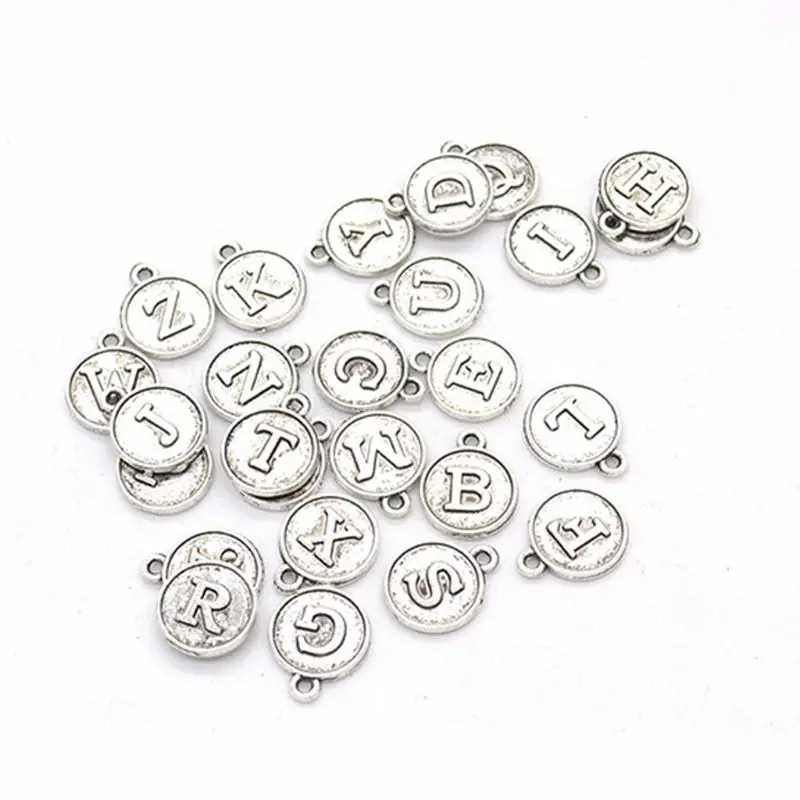 

Alloy Round Shape DIY 26 Alphabet English Letters Pendant Charms Jewelry Making