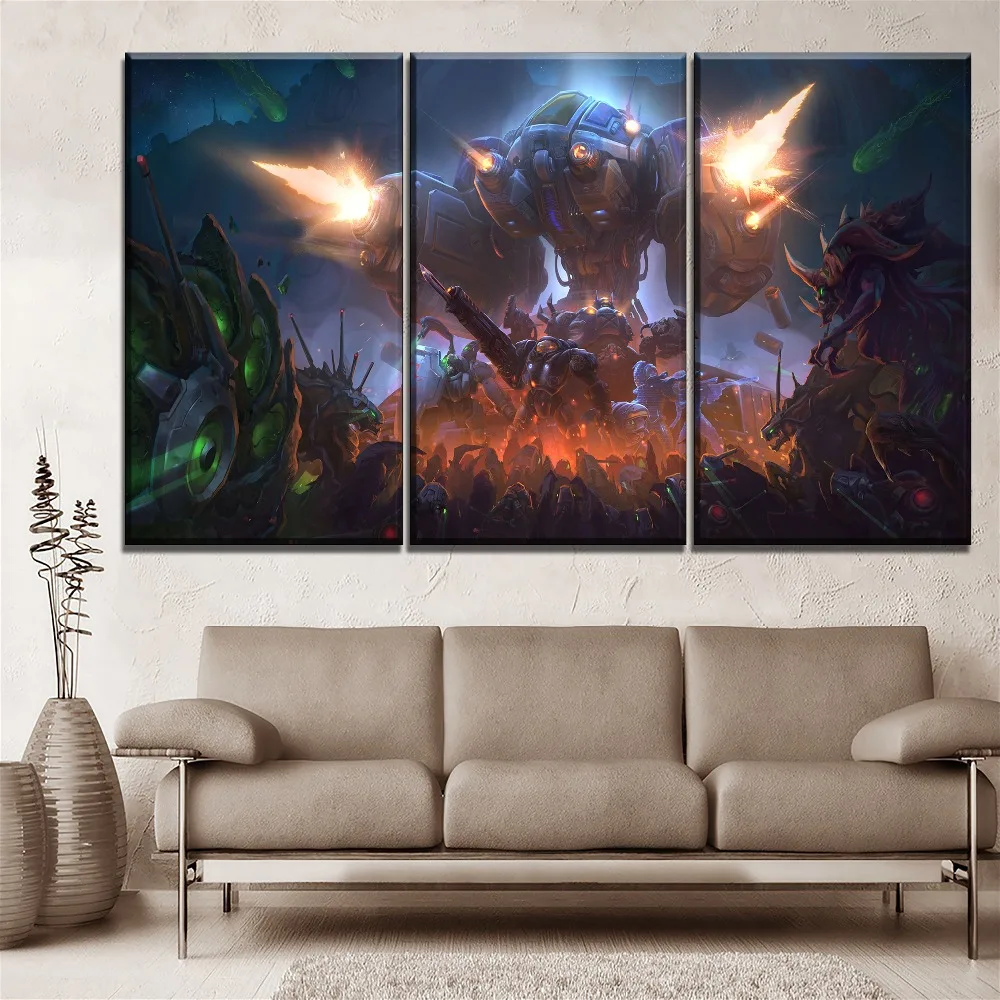 Модульная картина 3 предмета игра "Heroes of the Storm" Современный Гостиная Wall Art