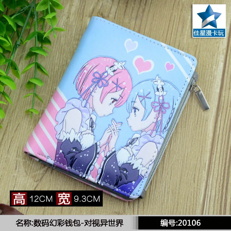 Студенческий короткий кошелек для монет аниме Re: Zero Hajimeru Isekai Seikatsu Rem& Ram нулевой кошелек с магнитной кнопкой - Цвет: Zero