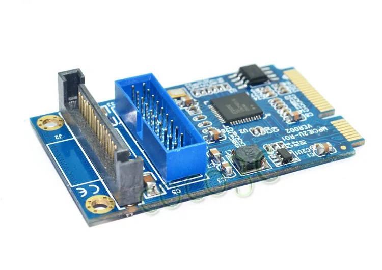 Мини PCIe с 2 портами(стандарт 3,0 порта адаптер USB3.0 Mini PCI-e карта+ женский 19/20-контактный разъем USB заголовок 2 USB3.0 spiltter адаптер