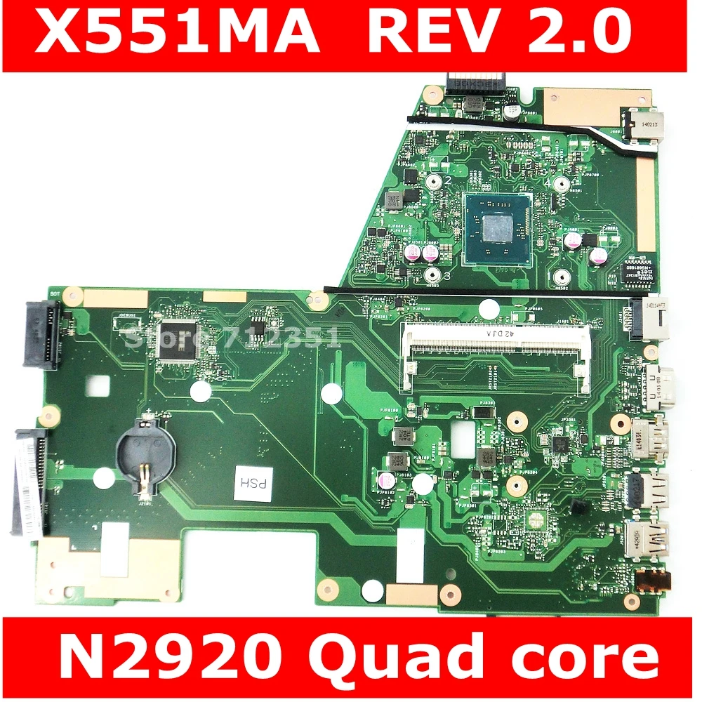 X551MA N2920 2 ГГц четырехъядерный материнская плата REV 0 для ASUS D550M F551M R512MA ноутбука 100%