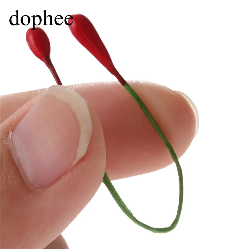 Dophee 100 шт. красные тычинки для цветов DIY жемчужные цветы 4 мм цветочные свадебные
