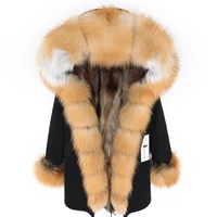2020 new real fox fur collar jacket female natural raccoon fur liner coat winter coat women thick warm parker