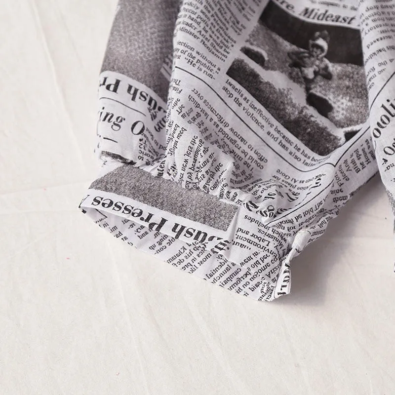 Женская Повседневная Блузка с длинным рукавом и принтом газет в Корейском стиле