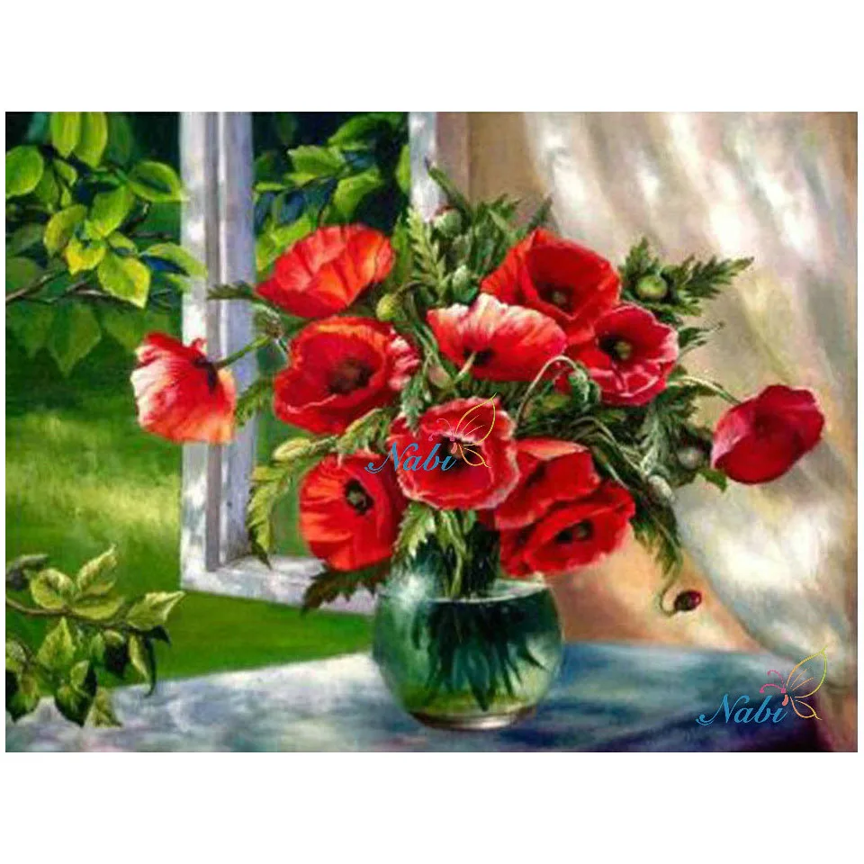 Nabi Flower 5D Diy Алмазная краска, Полный Круглый Daimond вышивка, Алмазная мозаика, дрель, иконы, стразы, 3d краска - Цвет: 005DD