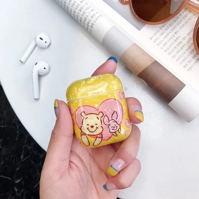 Темно-желтый Чехол для наушников с Bluetooth для Airpods 2, милый защитный чехол, мягкий, роскошный, из ТПУ, аксессуары для airpods, чехол с рисунком - Цвет: Темно-желтый