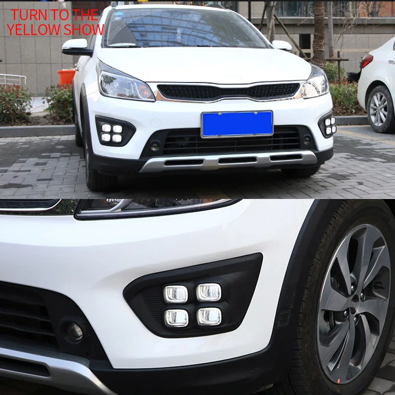 Автомобильный светильник Светодиодный дневной фонарь для России KIA RIO X-Line высокий светильник для вождения автомобиля дневные ходовые огни автомобиля-Стайлинг DRL аксессуары