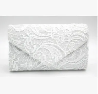 White envelope bag BiPtyDam элегантный дизайн для женщин конверт клатчи лоскут Pochette Soiree кружевная вязаная сумочка модные вечерние сумки вечерние кошельки - Цвет: White envelope bag