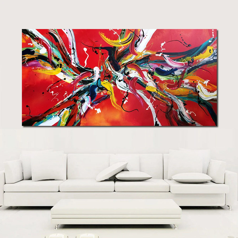 Настенный декор JQHYART красные линии абстрактные постеры и печать абстрактная