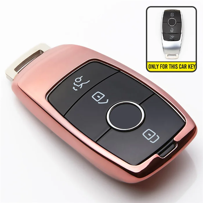 Pink only case KUKAKEY ТПУ чехол для ключей автомобиля для Mercedes Benz C Class W205 C200 C180 C260 C300 E Class W213 E200 E300 E320 дистанционный держатель - Название цвета: Pink only case