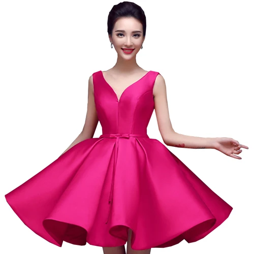 Hot Pink Suosikki, сексуальные короткие коктейльные платья, свадебные, банкетные, винно-красные, с пятнами, с открытой спиной, вечерние платья, платье для выпускного вечера, Robe De Soiree - Цвет: Hot Pink