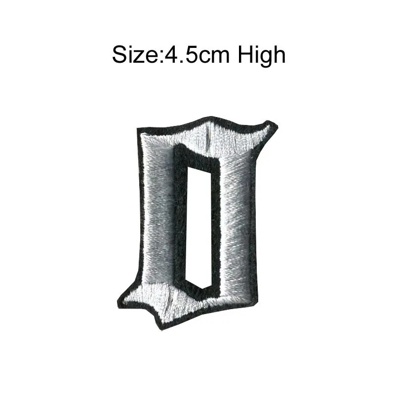 0 White black patch 1 шт., высота 4,5 см, 0-9, черный, красный, черный, золотой, металлические Цифры, Смешанные Вышитые нашивки, Пришивные железные бейдж-украшения для одежды - Цвет: 0 White black patch
