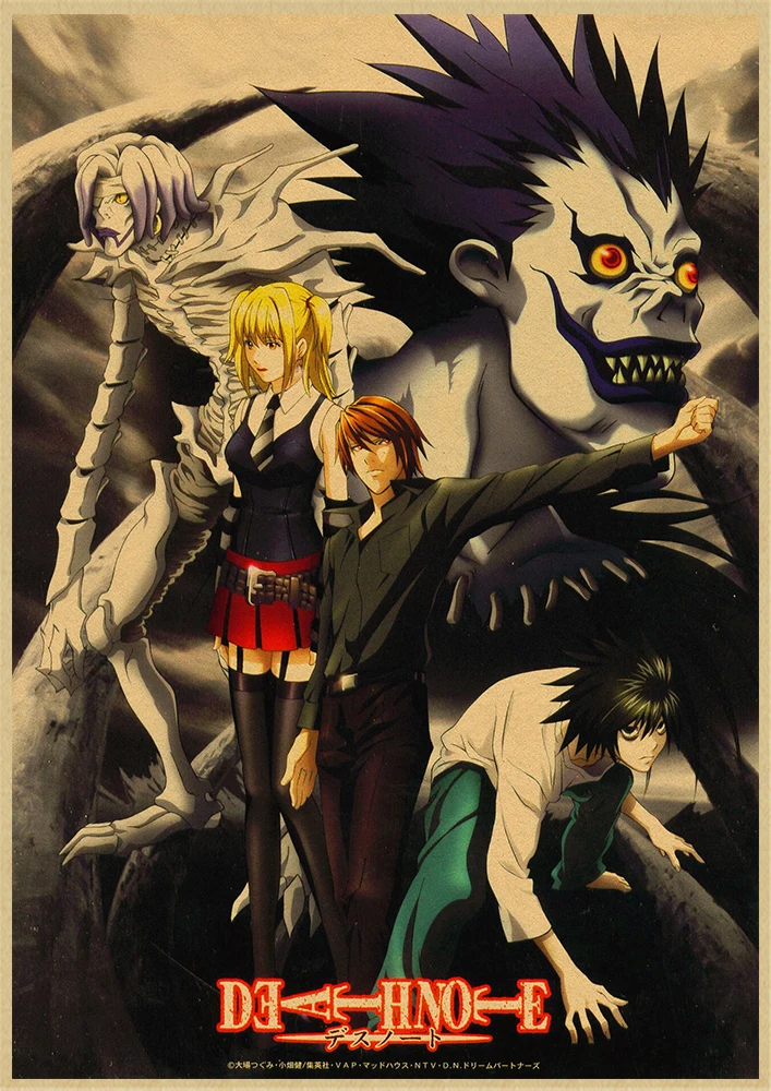 Death Note A стиль японский мультфильм комикс плакат крафт настенная бумажная наклейка Бар Кафе декоративный Paintin - Color: Dark Khaki