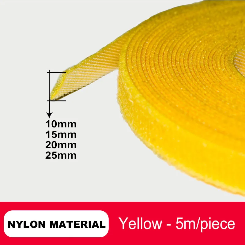Yellow Нейлоновые кабельные стяжки самоклеящийся крючок Петля застежка многоразовый кабель проволока для завязывания хранения нейлоновая наклейка USB ленточная ткань волокно - Цвет: Yellow