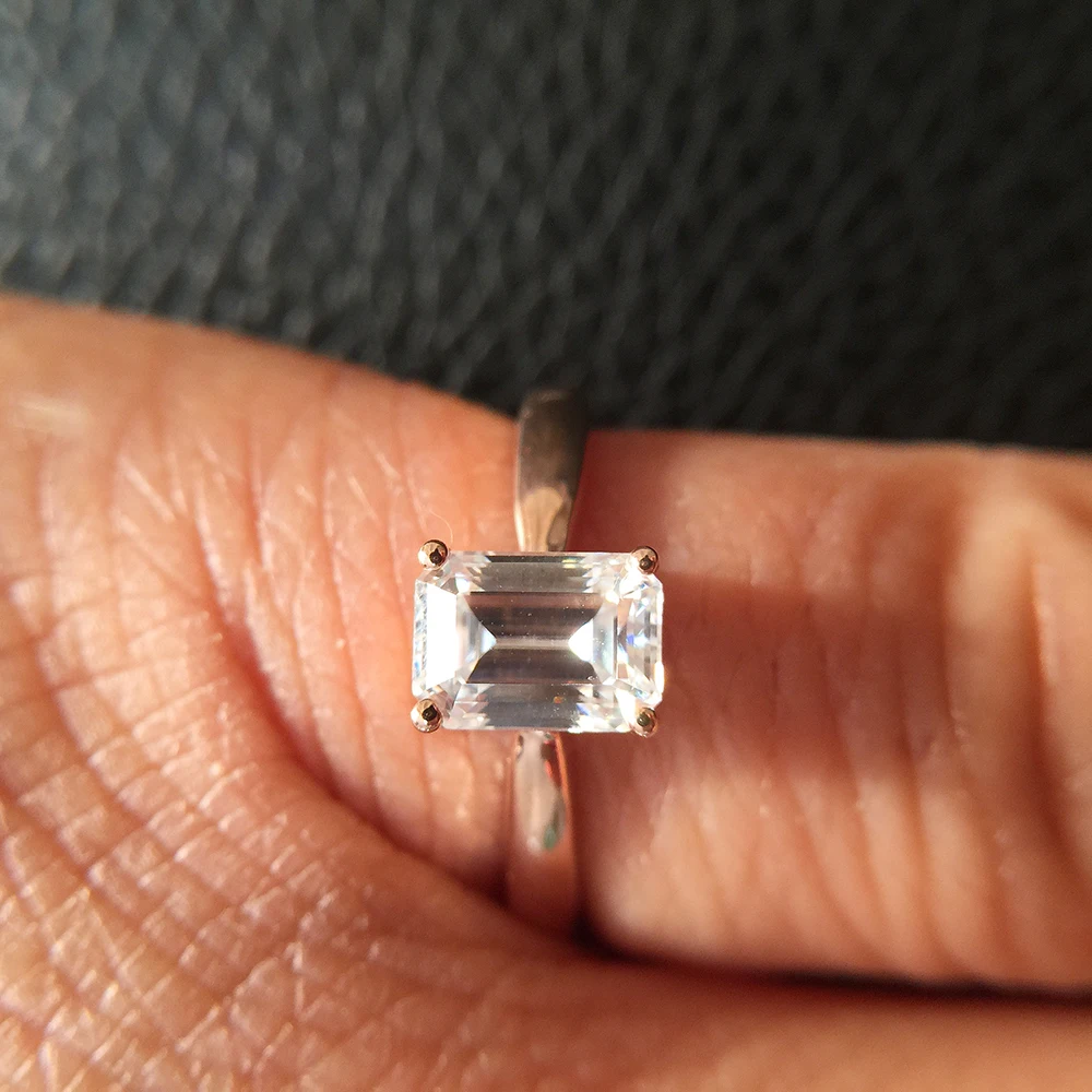 2.7ct 9*7 мм DEF бесцветный изумруд отличный порезной Moissanite обручальное кольцо