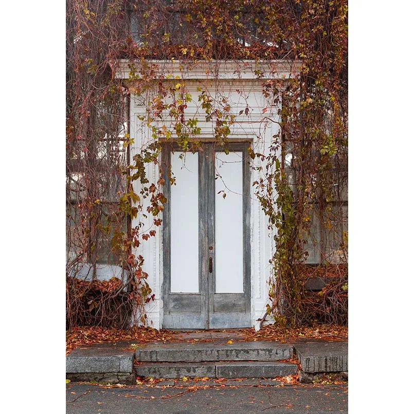 

5x7ft Withered Vine House Wood Door Porch Step Washable No Wrinkle Banner Photo Studio Background Backdrop Polyester Fabric