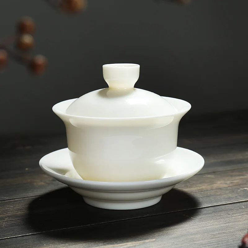 

175ml Jade Porcelain Gaiwan Tea Tureen Office Kung Fu Tea Set Drinkware Teaware Master Tea Bowl with Lid Saucer Kit for Gifts