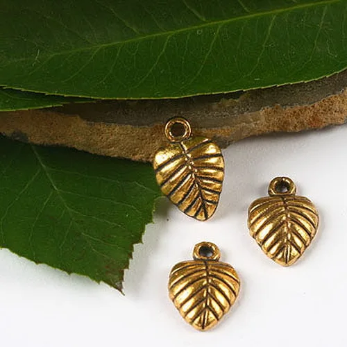

50pcs dark gold-tone leaf charms h2355