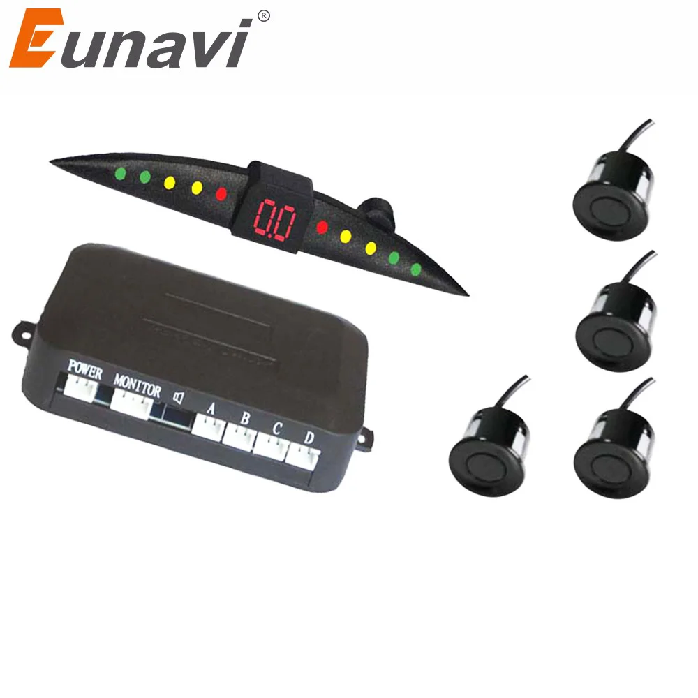 

Eunavi зуммер комплект датчиков парковки автомобиля резервный радар звуковой сигнал тревоги индикатор зондовая система 4 датчика 22 мм 12 В