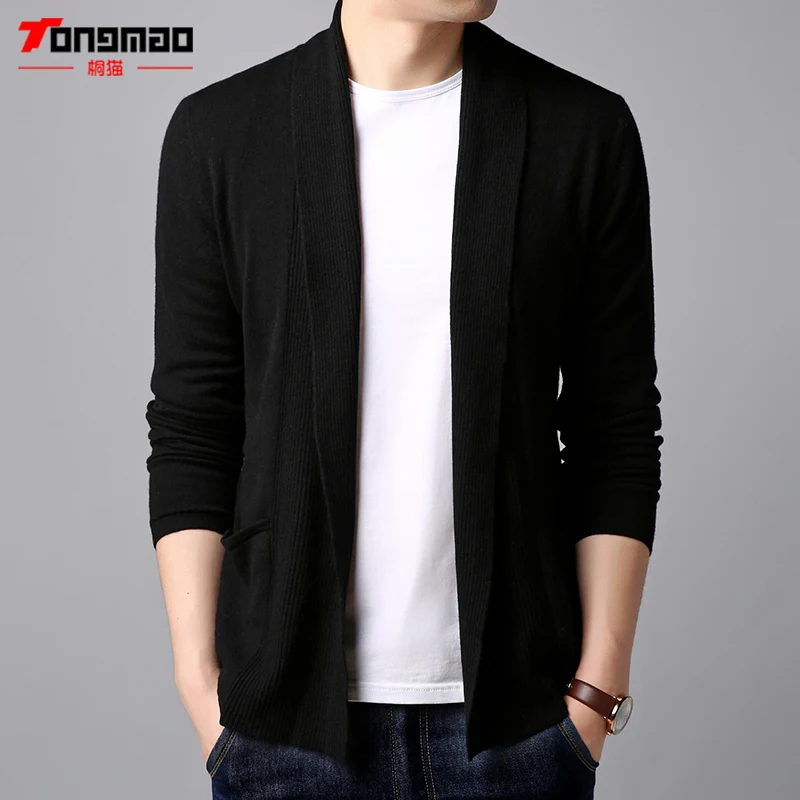 TONGMAO Mens Sweater Autumn Winter Casual Solid Color V-neck Knitted Cardigans Warm 100% Wool Slim Fit Male Pull Homme 6857 |
