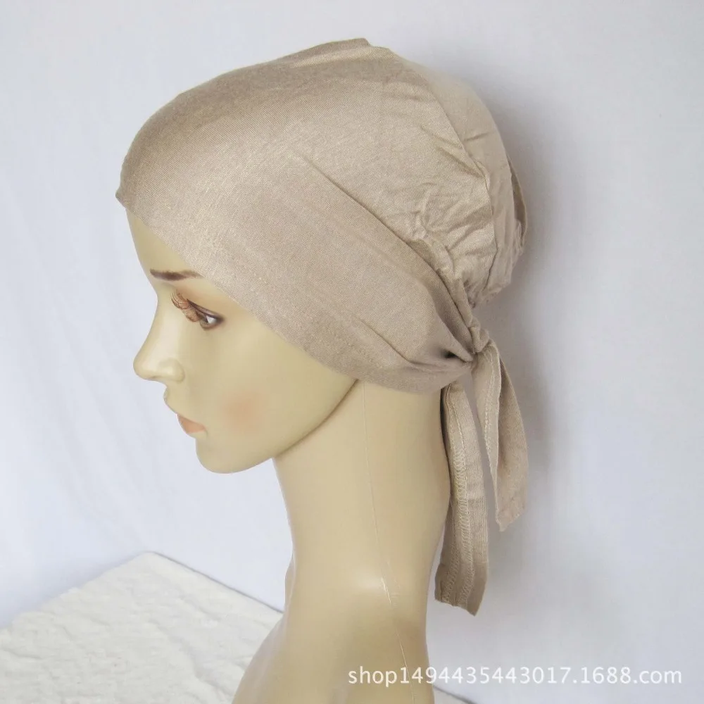 

45 COLORS Full Cover Inner Muslim Cotton Hijab Cap Islamic Head Wear Hat Underscarf Bone Bonnet Turkish Scarves muslim headcover