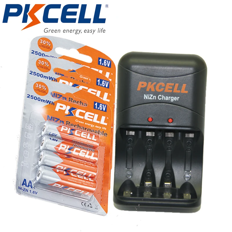 PKCELL 8186 NI ZN зарядное устройство + 12 шт 1 6 mwh V AA перезаряжаемая батарея для игрушек с