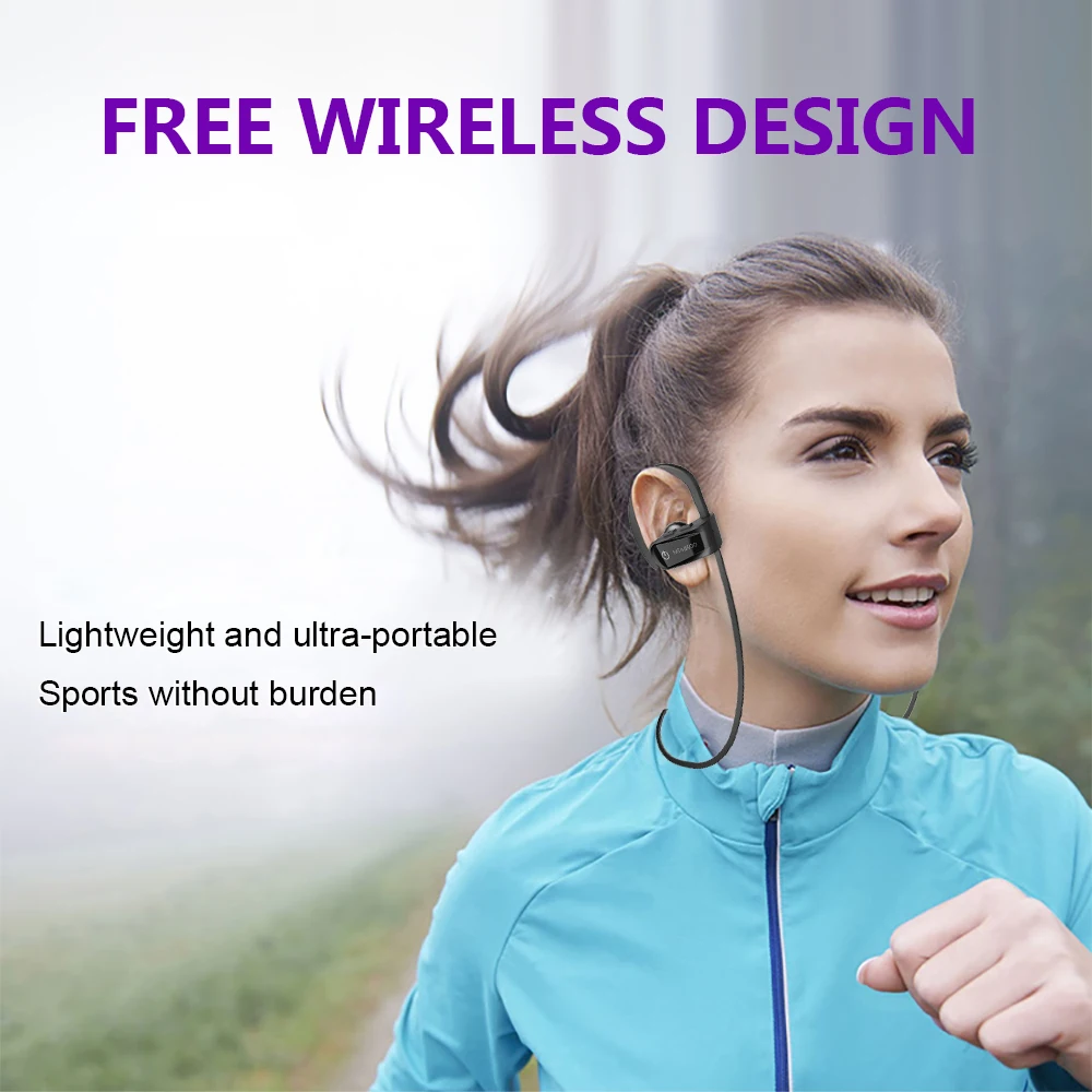 Bluetooth наушники Mindkoo IPX6 водонепроницаемые беспроводные спортивные bluetooth с басами и