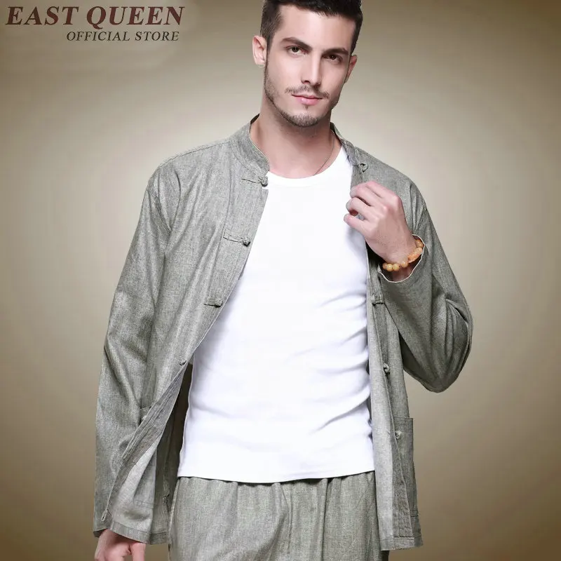 

Chinese traditional clothes for men Long Sleeve shirt set tang suit mandarin collar reversible jacket KK516 T