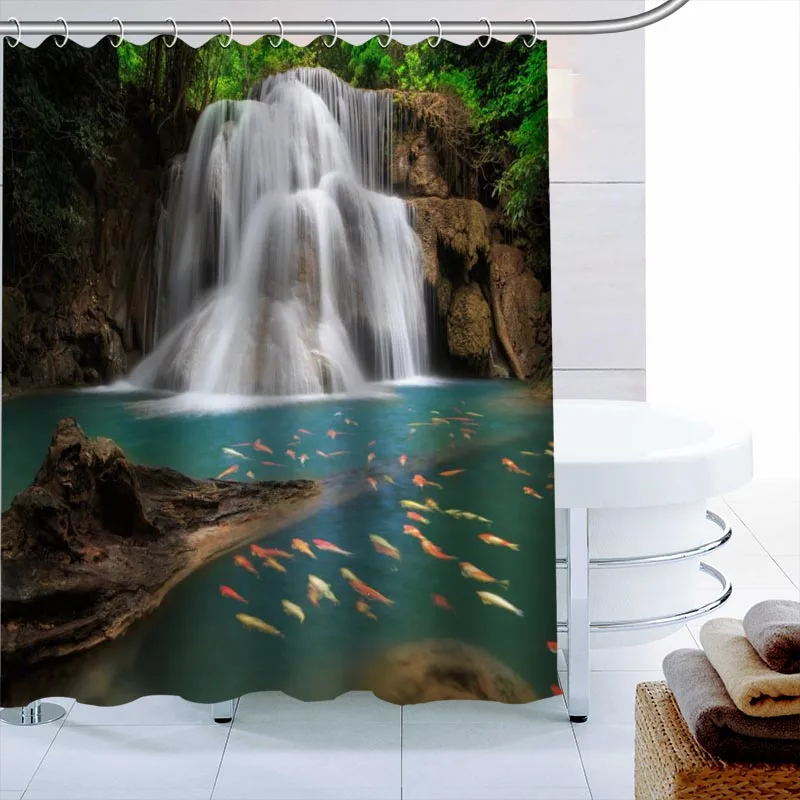 Занавеска для душа водопад водонепроницаемая занавеска ванной из полиэстера с