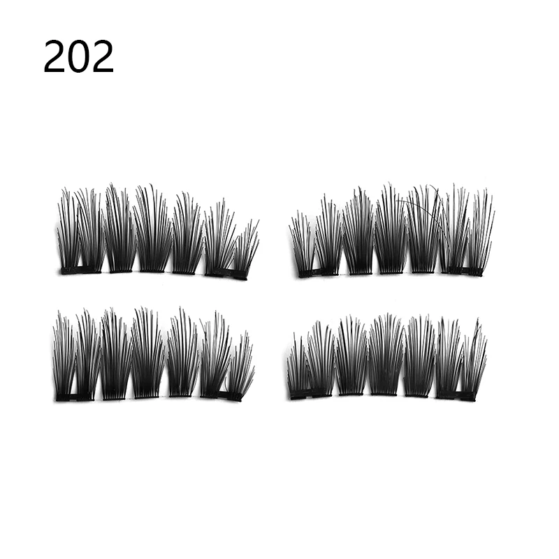 202-double magnets Накладные ресницы на магнитах с 3 магнитами ручной работы 3D двойные тройные ресницы расширение натуральный накладной магнит для ресниц ресницы с подарочной коробкой - Цвет: 202-double magnets