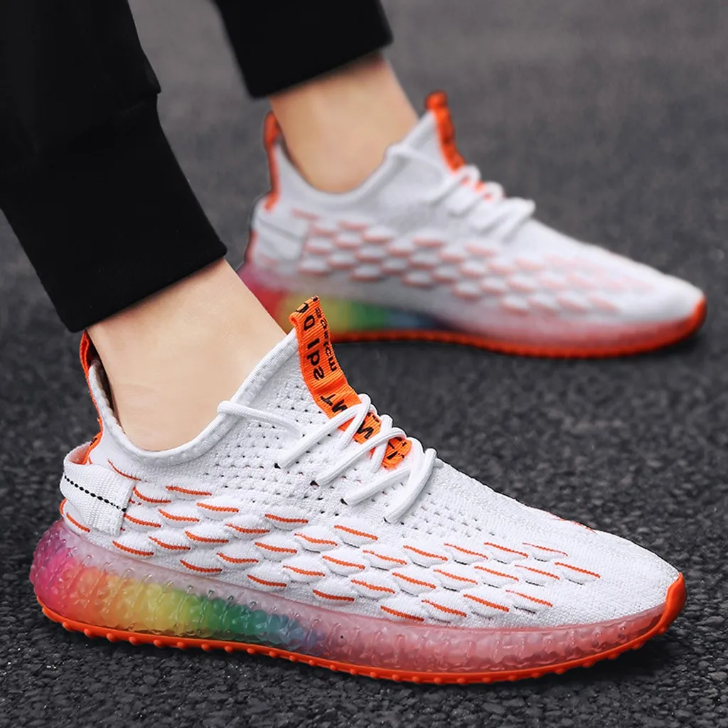 New Man Casual Sneakers Men's Vulcanize Shoes Fashion Rainbow Jelly Soles Men Sneakers Outdoor Breathable Men Shoes