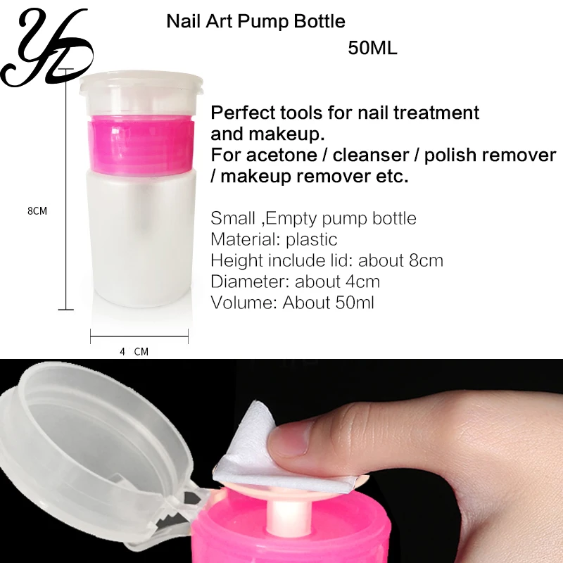 Yiday 1pcs Small Empty Pump Bottle W/ Stopper for Remover Nail Polish Cosmetic Plastic Dispenser Containers Flip-cap Manicure | Красота и