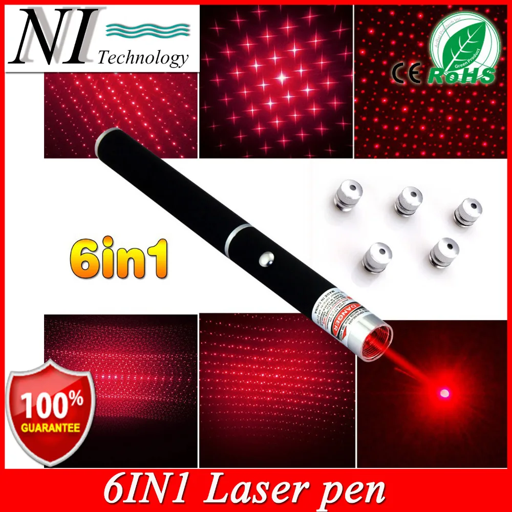 Суперъяркая красная лазерная указка 5 мВт 6 в 1 ручка луч света Caneta Лазерная