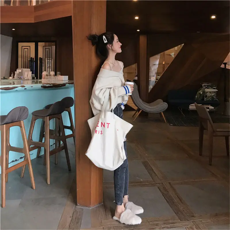 Hzirip 2018 Women Knitted Sweater Autumn Winter Pullover Tops Slim Wild V-Neck Loose Casual Aestheticism Office Lady Clothes | Женская