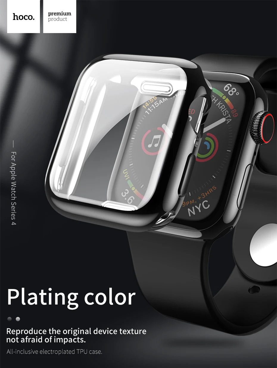 HOCO Ультра-тонкий экран ТПУ Защитный чехол Оболочка 40мм 44мм Для Apple Watch iWatch Series 5 4 Красочное покрытие мягкий чехол