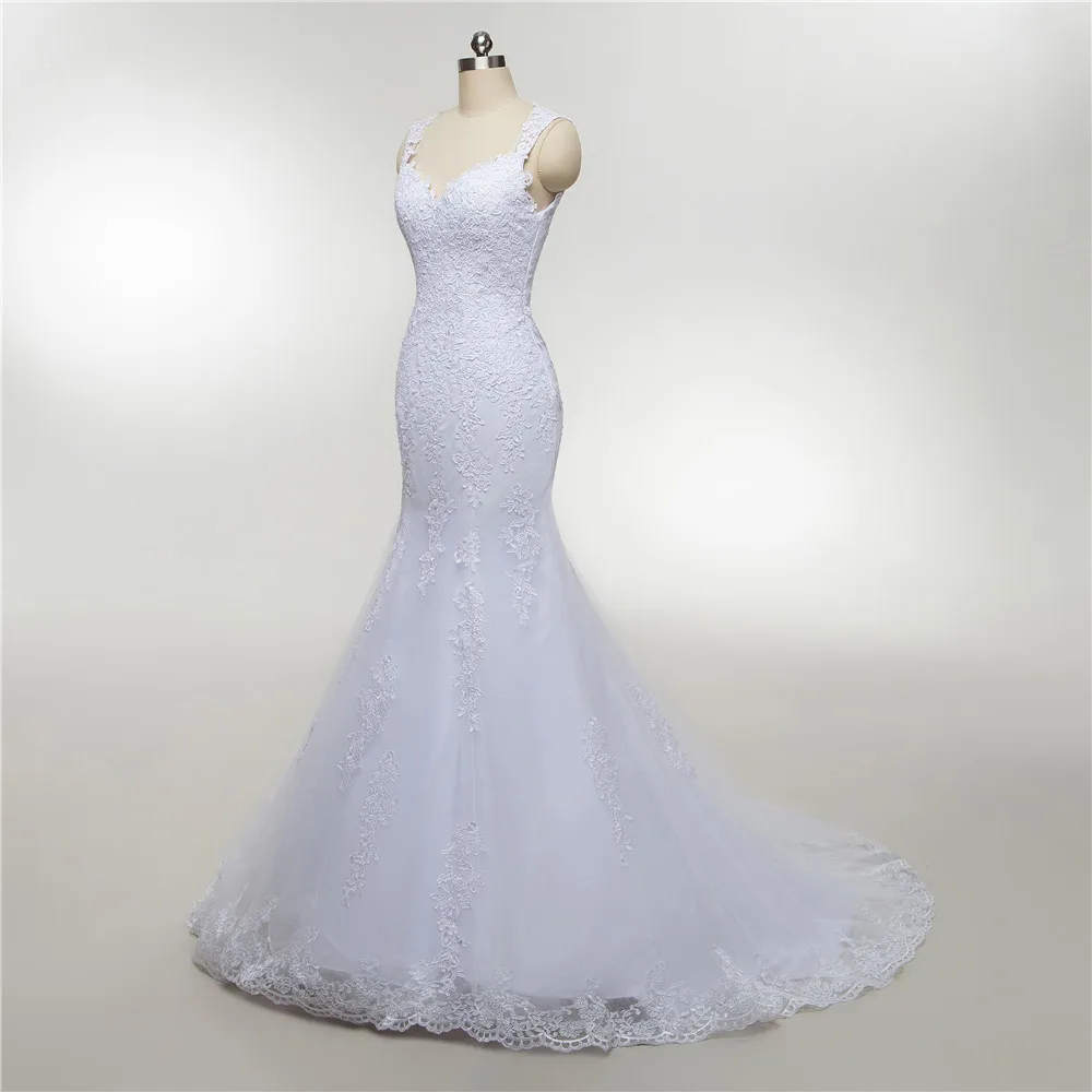 Fansmile Иллюзия Vestido De Noiva прозрачные кружевные свадебные платья Русалка тюль на заказ свадебное платье невесты FSM-457M