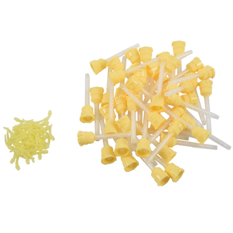 yellow 50x зубной оттиск Временная 1: 1 силиконовая резина, 50X желтые Наконечники+ инъекционная головка - Цвет: yellow